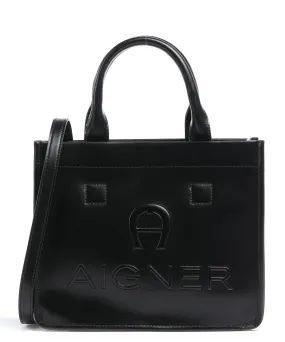  Aigner Jolene M Borsa a mano pelle di vacchetta liscia nero  