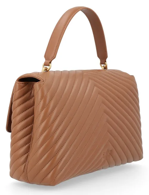 Borsa Pinko Love Lady Puff Chevron Big in pelle marrone