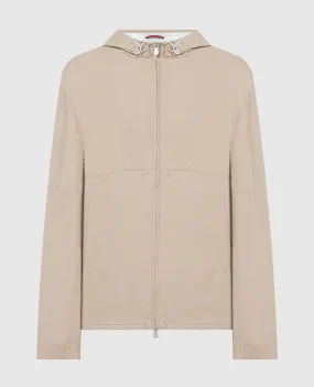 Brunello Cucinelli Giacca a vento marrone con stampa MS4977472G