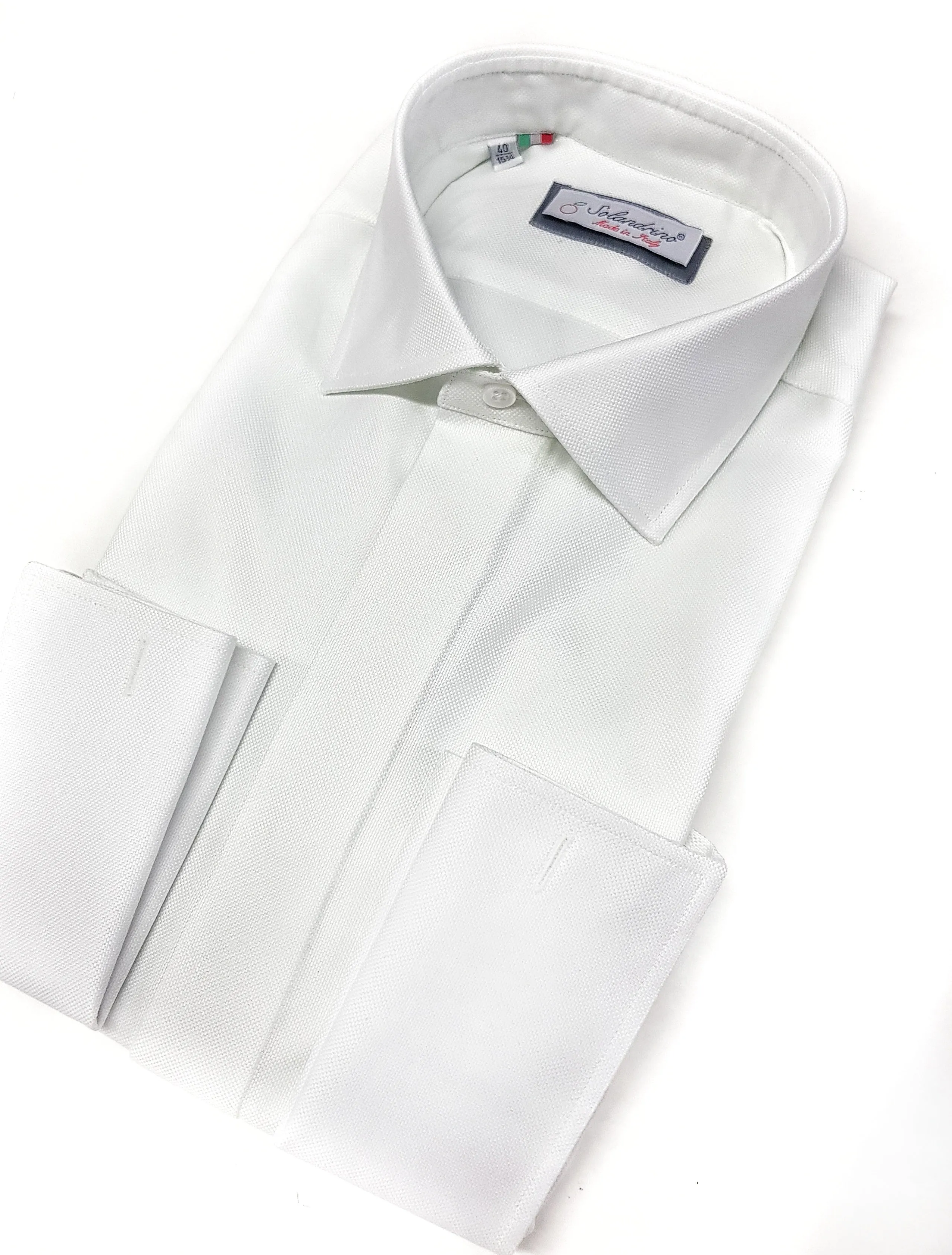Camicia bianca elegante Oxford armaturato alta qualità polsini gemelli puro cotone made in italy white shirt Oxford double cuffl