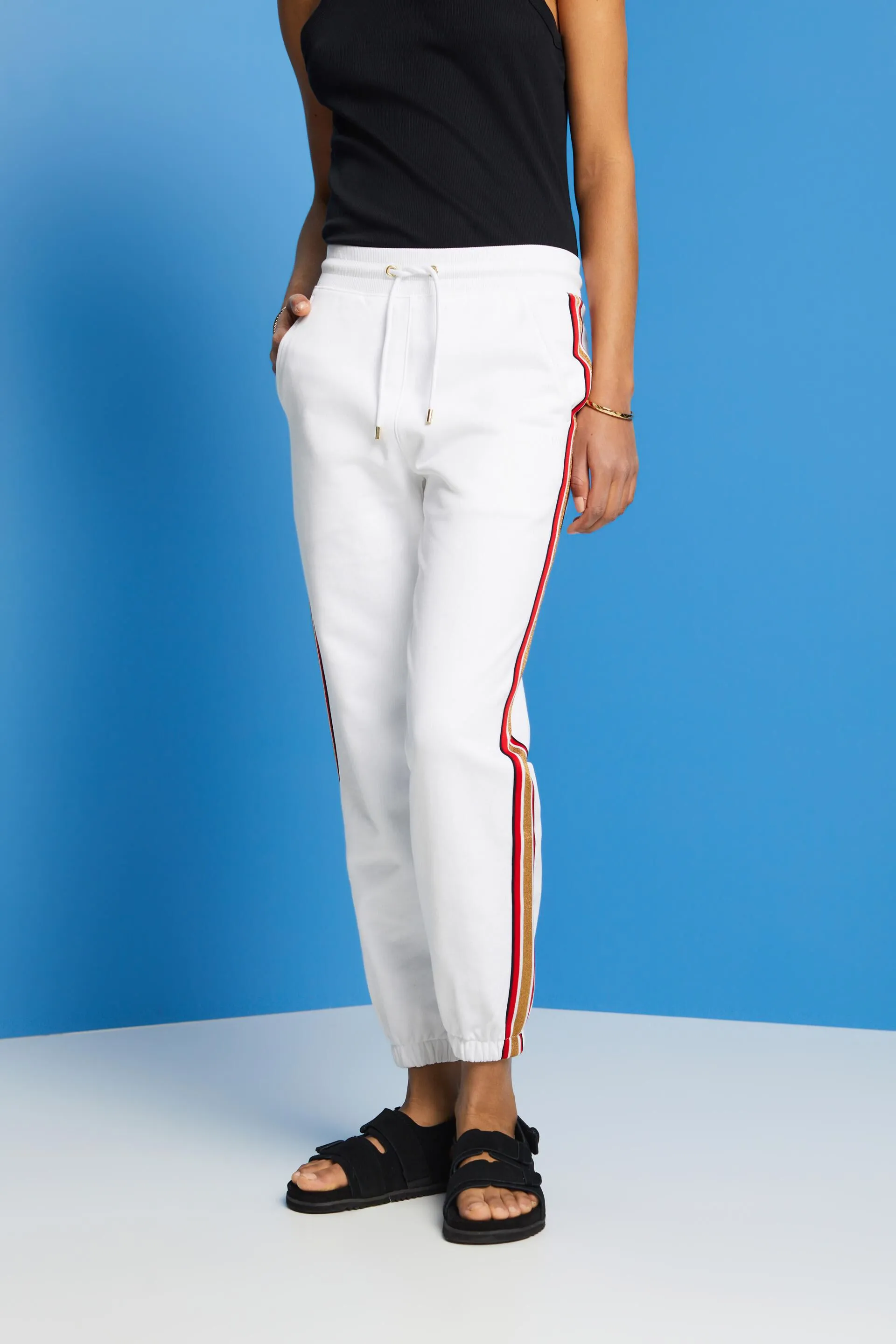 Pantaloni sportivi a righe in cotone