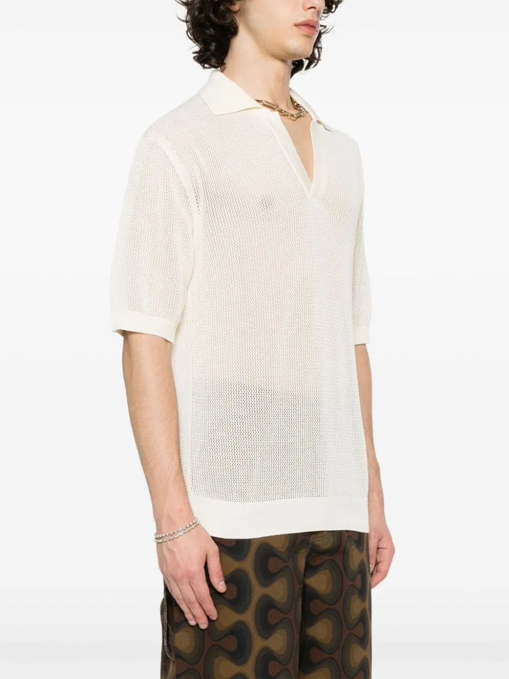 Polo in maglia in bianco - uomo