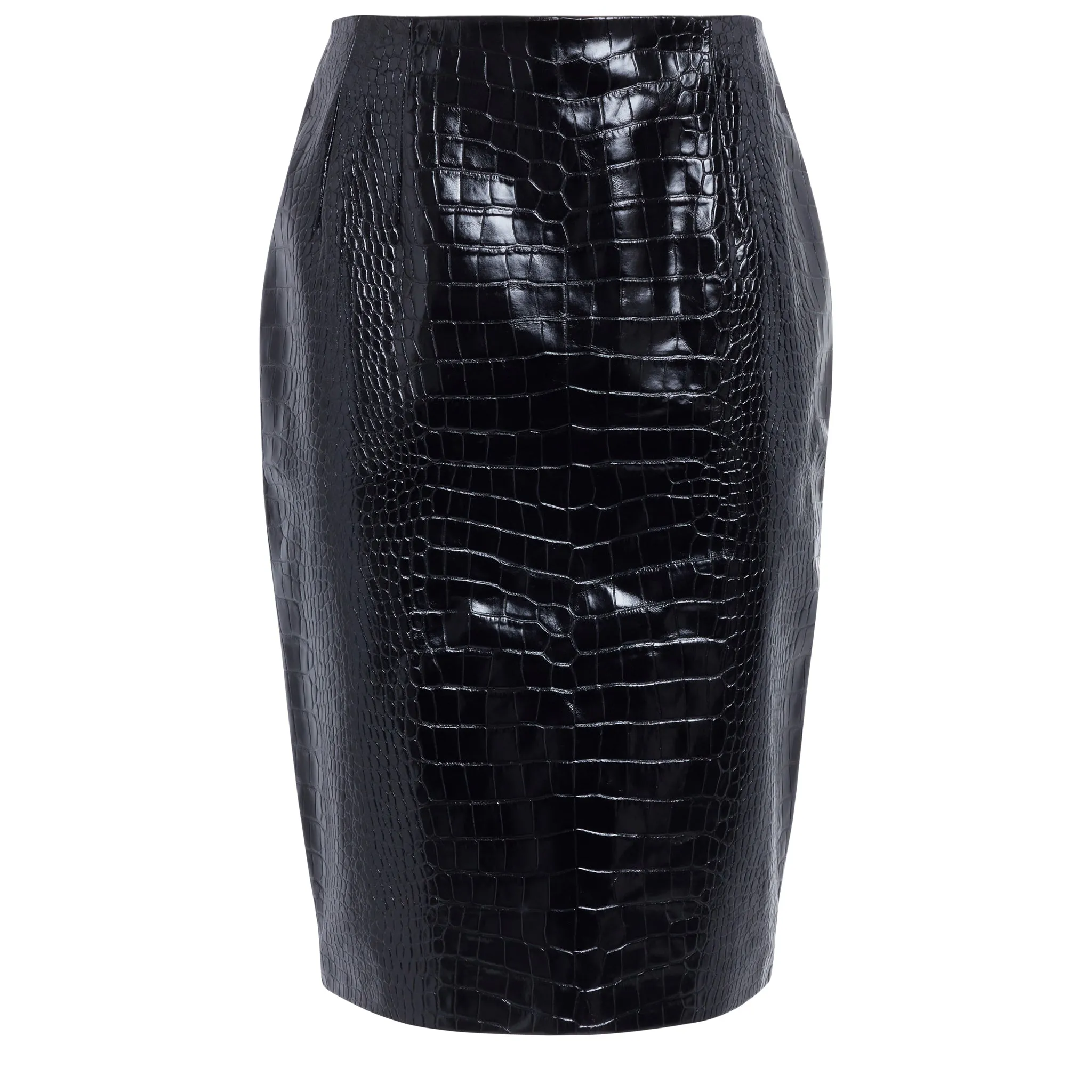 VERSACE  Gonna midi in pelle nera
